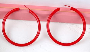E249 Red Hoop Earrings - Iris Fashion Jewelry