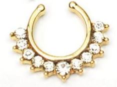 P07 Gold with Crystal Gem Nose Ring - Iris Fashion Jewelry