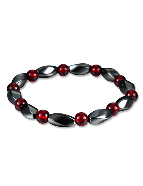 +B287 Red & Black Stone Look Bracelet - Iris Fashion Jewelry