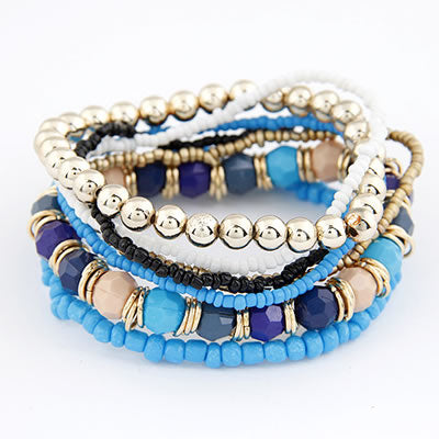 B178 Shades of Blue Multi Layer Bracelet - Iris Fashion Jewelry
