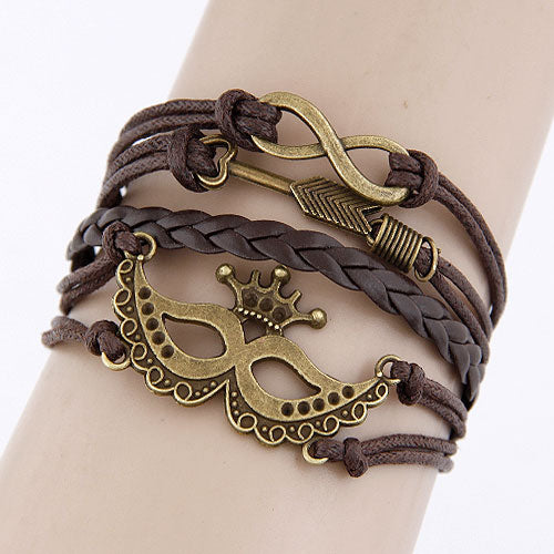 *B492 Infinity Love Arrow & Mask Weave Bracelet - Iris Fashion Jewelry