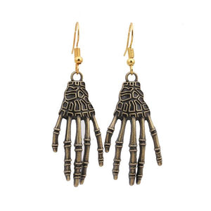 E866 Deep Gold Skeleton Hands Earrings - Iris Fashion Jewelry