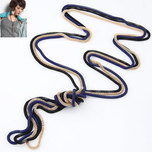 N957 Gold Black Blue 3 Piece Metal Snake Chain Necklace with FREE Earrings - Iris Fashion Jewelry