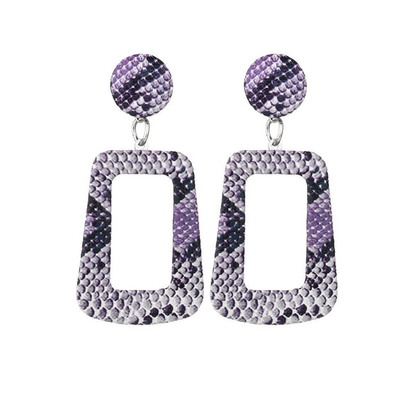 E620 Purple & White Scale Design Earrings - Iris Fashion Jewelry
