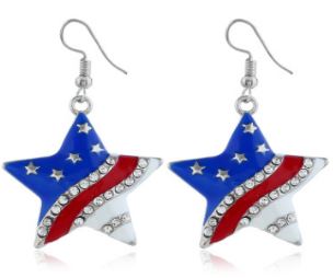 E875 Red White Blue Star Gem Earrings - Iris Fashion Jewelry