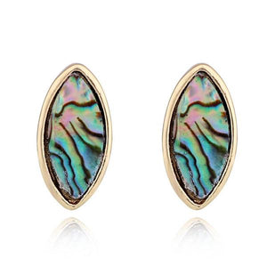 E806 Abalone Shell Oval Earrings - Iris Fashion Jewelry