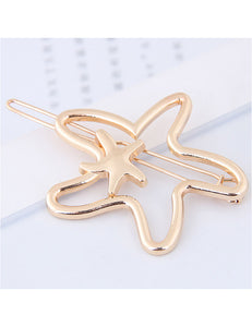 H162 Gold Starfish Hair Clip - Iris Fashion Jewelry