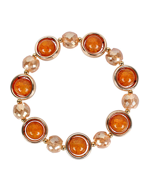 B617 Gold & Coffee Gem Bracelet - Iris Fashion Jewelry