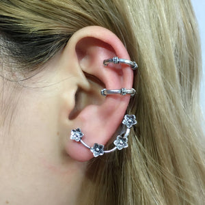 E734 Silver 3 Piece Flower Earring Set - Iris Fashion Jewelry