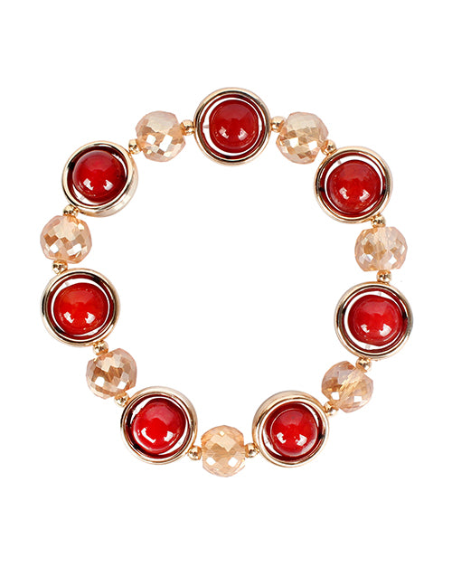 B622 Gold & Red Gem Bracelet - Iris Fashion Jewelry