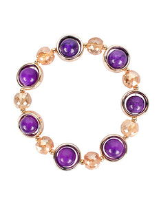B618 Gold & Purple Gem Bracelet - Iris Fashion Jewelry