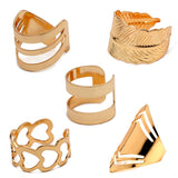 RS35 Gold Leaf-Heart-Geo Shape 5 Piece Ring Set - Iris Fashion Jewelry