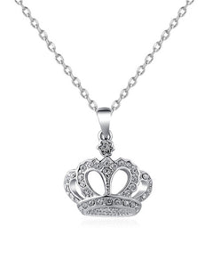 N1242 Silver Crown with Gems Necklace with Free Earrings - Iris Fashion Jewelry