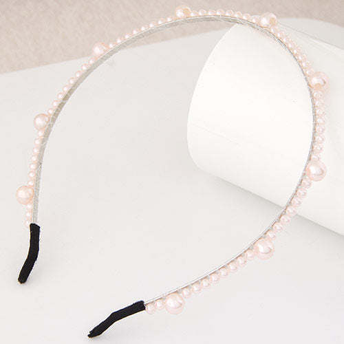 H314 Light Pink Pearl Hair Band - Iris Fashion Jewelry