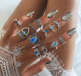 RS50 Silver 13 Piece Ring Set - Iris Fashion Jewelry