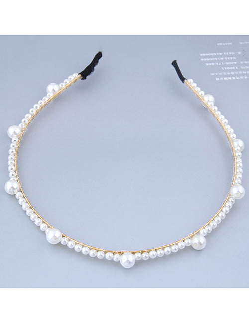 H313 White Pearl Hair Band - Iris Fashion Jewelry