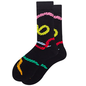 SF163 Multi Colored Ropes Crew Socks - Iris Fashion Jewelry