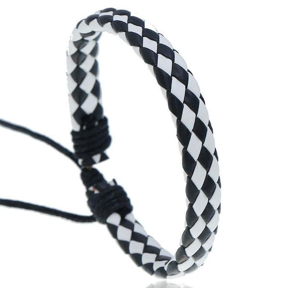 B703 Black & White Cord Bracelet - Iris Fashion Jewelry