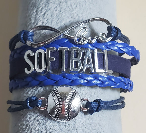 *B709 Blue Softball Layered Bracelet - Iris Fashion Jewelry