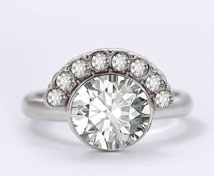 R132 Silver Half Circle Rhinestones Ring - Iris Fashion Jewelry