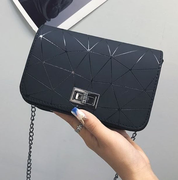 PB195 Black Geometric Design Shoulder Bag - Iris Fashion Jewelry