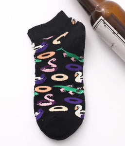 SF1060 Black Swan Pool Float Alligator Low Cut Socks - Iris Fashion Jewelry