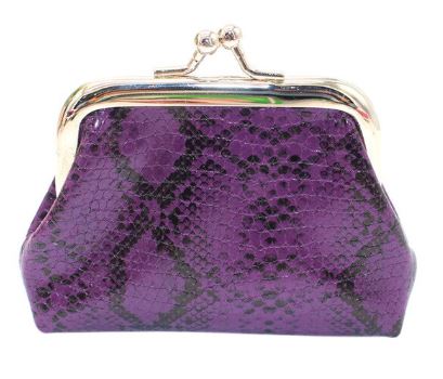 L95 Purple Snake Skin Print Clasp Coin Purse - Iris Fashion Jewelry