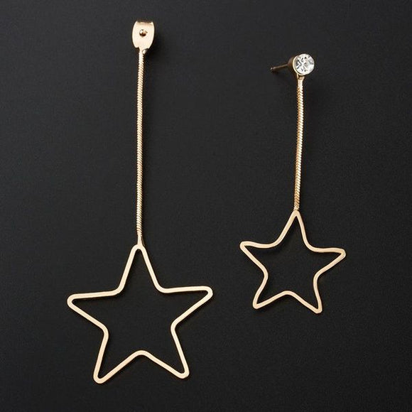 E1190 Gold Double Star Cutout Dangle SINGLE Earring - Iris Fashion Jewelry