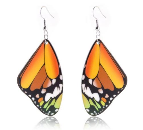 E1685 Orange Acrylic Butterfly Wing Earrings - Iris Fashion Jewelry