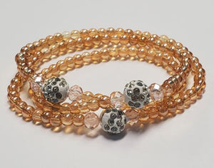 B283 Champagne Beaded Crystal Gem Bracelet - Iris Fashion Jewelry