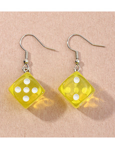 E1364 Yellow 3D Dice Earrings - Iris Fashion Jewelry