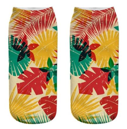 SF1031 Colorful Tropical Leaves Socks - Iris Fashion Jewelry