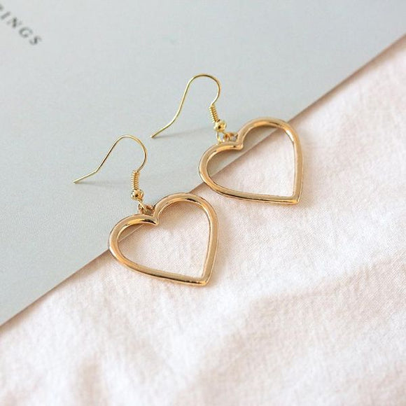 E720 Gold Hollow Heart Earrings - Iris Fashion Jewelry