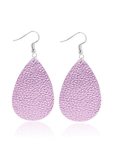 E1255 Light Pink Teardrop Leather Earrings - Iris Fashion Jewelry