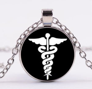 *N1663 Silver Medical Symbol Necklace with FREE Earrings - Iris Fashion Jewelry