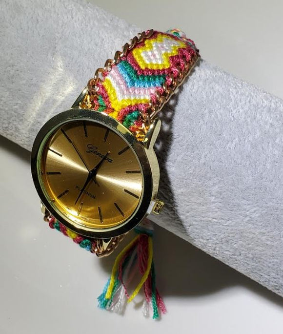 W582 Multi Color Knitted Pull Cord Quartz Watch - Iris Fashion Jewelry