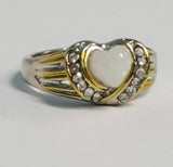 R249 Silver & Gold Opal Heart A Mother's Heart is Always with her Family Ring - Iris Fashion Jewelry