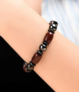 *B948 Gun Metal & Brown Hematite Magnetic Beads Bracelet - Iris Fashion Jewelry