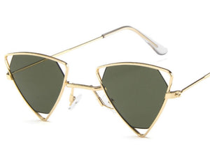 S110 Green Lens Gold Metal Frame Triangle Sunglasses - Iris Fashion Jewelry