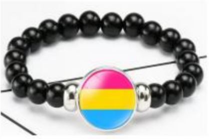 B979 Pink Yellow Blue Pride Black Bead Bracelet - Iris Fashion Jewelry