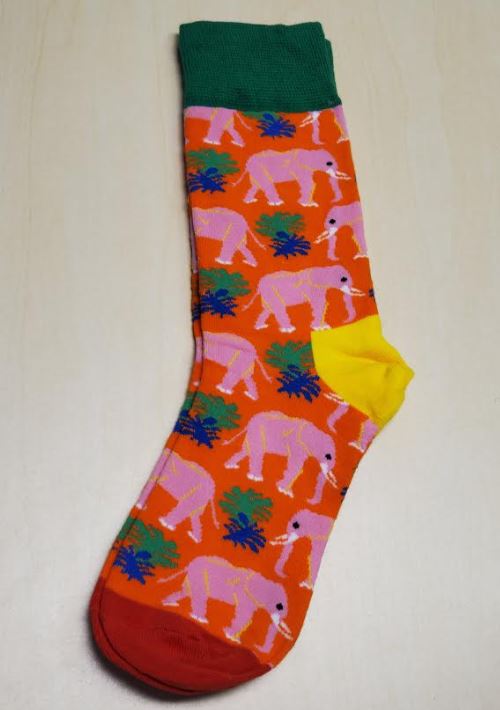 SF23 Orange Pink Elephant Socks - Iris Fashion Jewelry