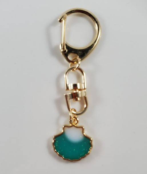 L16 Gold Turquoise Glitter Seashell Zipper Pull - Iris Fashion Jewelry