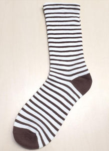 SF1310 White Brown Stripes Socks - Iris Fashion Jewelry