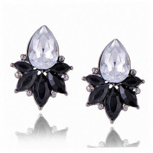 E314 Black Teardrop Gemstone Earrings - Iris Fashion Jewelry