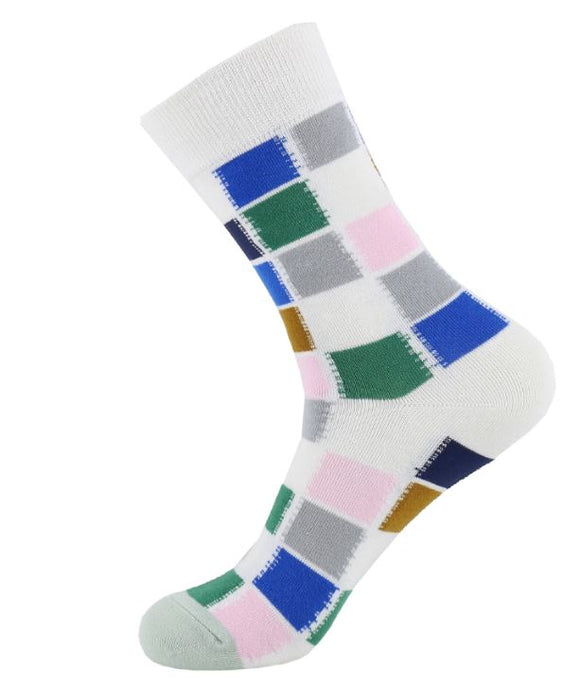 SF910 White Colorful Squares Socks - Iris Fashion Jewelry