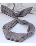 H272 Brown Plaid Pattern Wire & Cloth Hair Band - Iris Fashion Jewelry