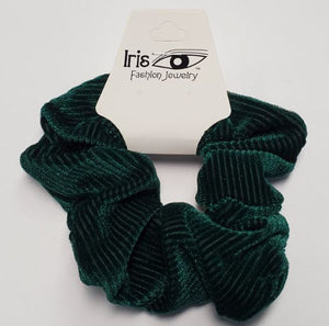 H488 Dark Green Corduroy Hair Scrunchie - Iris Fashion Jewelry