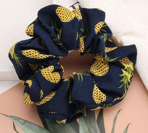 H380 Navy Blue Pineapple Hair Scrunchie - Iris Fashion Jewelry