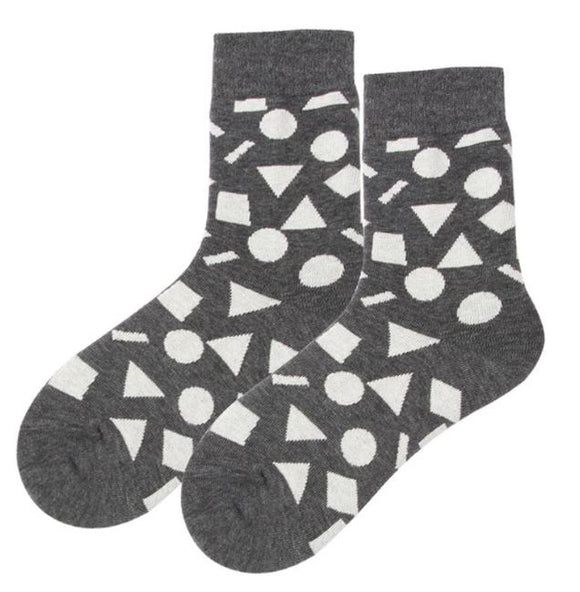 SF514 Gray White Assorted Shapes Socks - Iris Fashion Jewelry