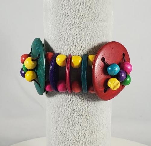 B639 Colorful Wooden Disk Bead Bracelet - Iris Fashion Jewelry